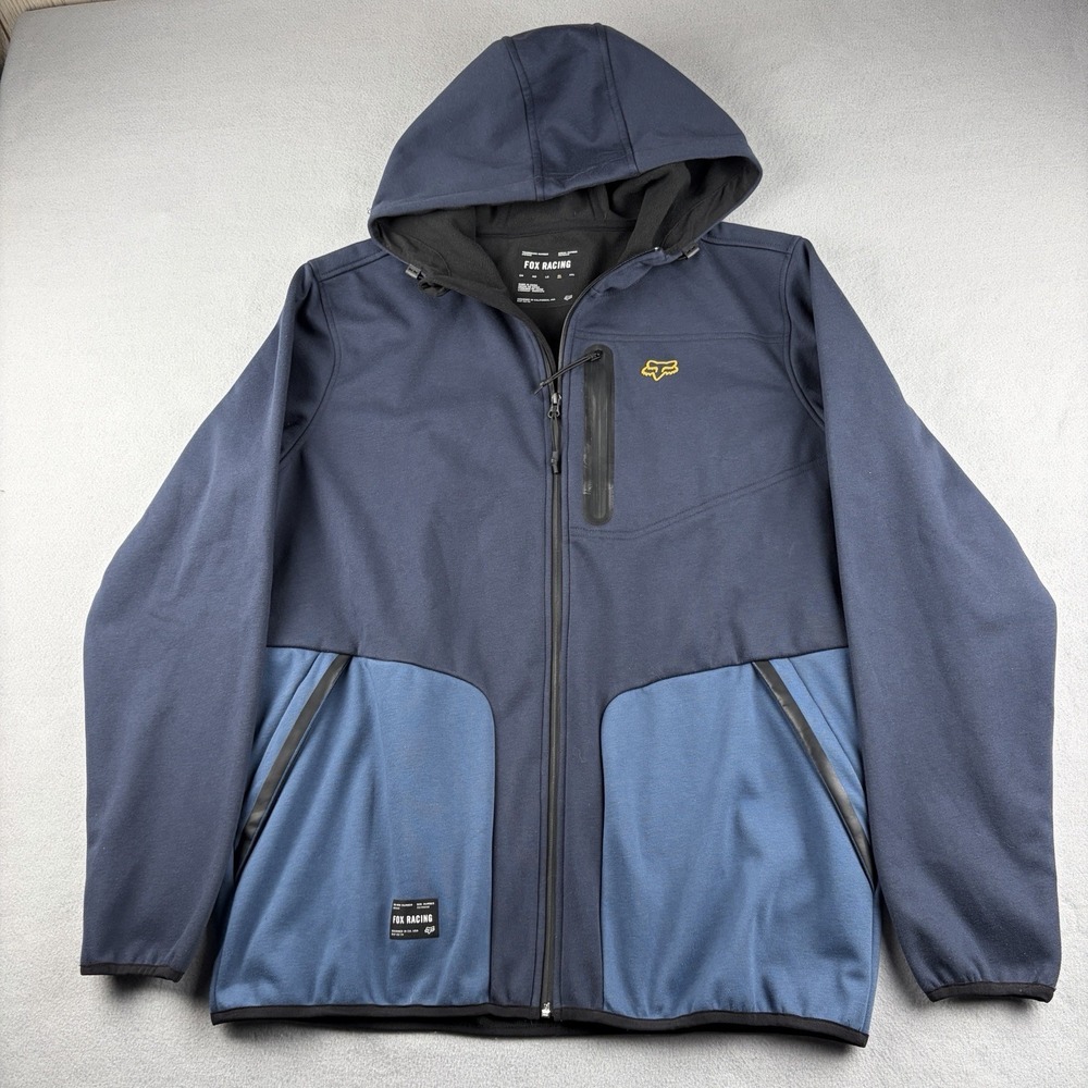Fox Racing Barricade Softshell Fleece Jacket Blue Hooded Men's XL